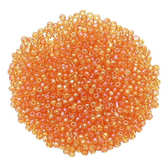 Uxcell 2000-Pack Cuentas de Semilla de Vidrio, 3x3mm/0.12x0.12 Pulgadas Mini Cuentas de Bugle de Vidrio para DIY Aretes/ Collares/Pulseras/ Fabricación de Joyería [Naranja]