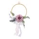 thumbnail image 1 of Corona de flores de metal con forma de aro, rosas artificiales, marco redondo de hierro, ideal para damas de honor, bodas y decoración de pared., 1 of 8