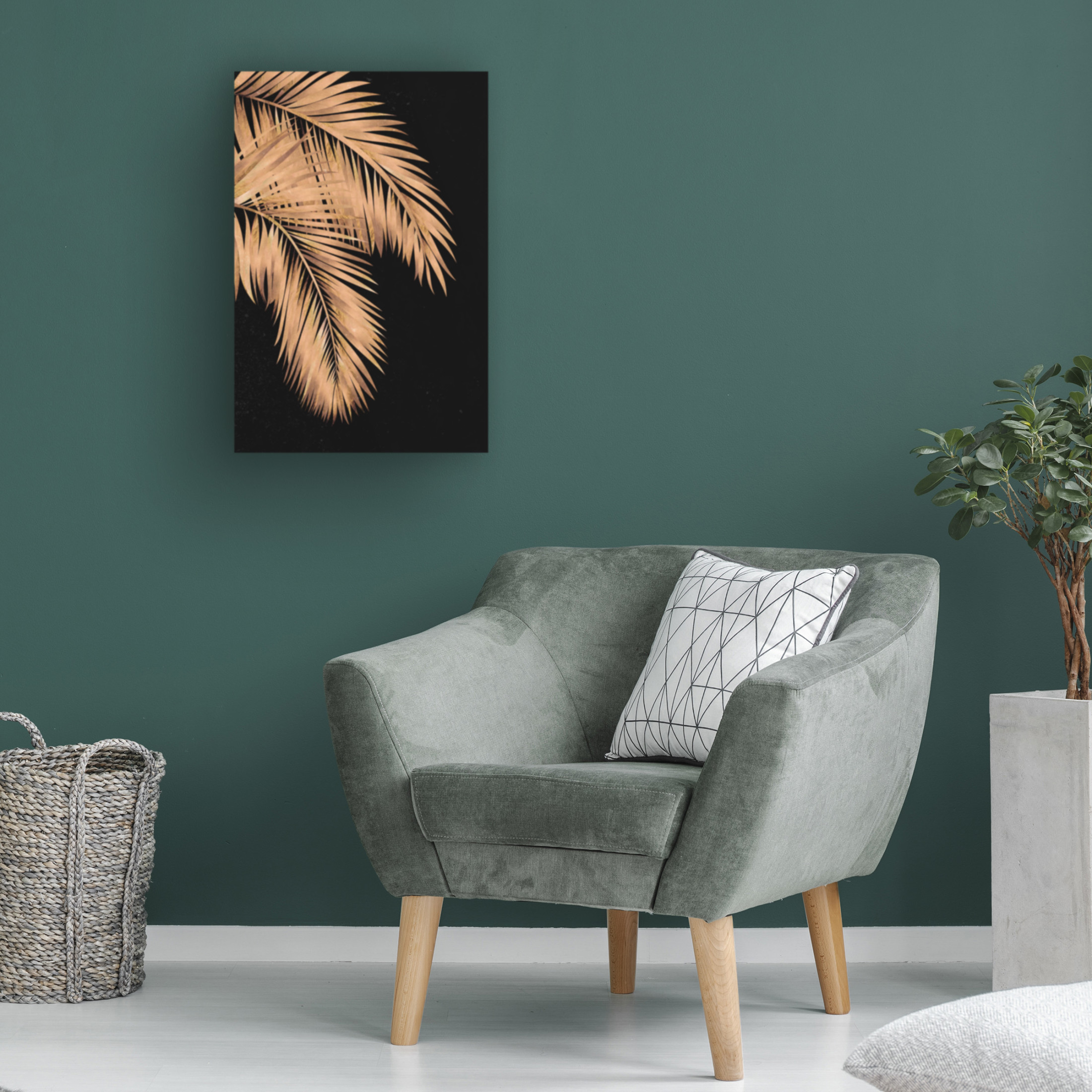 Trademark Fine Art Sarah Manovski Golden palms black copper 1 Canvas Wall Art