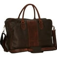 thumbnail image 4 of SHARO Classic Leather Beautiful Two-Tone Leather Duffle Carry On Weekender with Shoulder Strap, 4 of 5