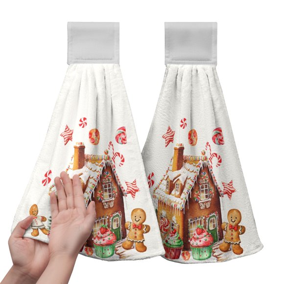 Kwlegh Juego de 2 Paños de Cocina Navideños 30x43 cm con Lazo para Colgar