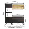 thumbnail image 3 of Madesa Gabinete de Cocina Integral Compacto 190 cm Reims Negro/Rústico 02, 3 of 10