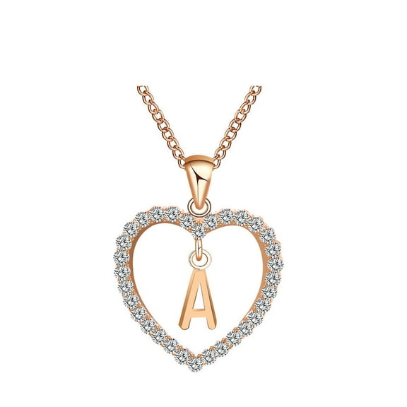 Guodhu Initial Heart Necklace for Women CZ Heart Letter A-Z Name Alphabet Pendant Necklace Valentine's Day gift