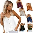 thumbnail image 3 of Shirt Women's Casual V Neck Spaghetti Strap Button Down Cami Blouses Tank Tops, 3 of 3