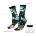 thumbnail image 4 of Fuzoiu Black Panther Floral Illustration Print Athletic Crew Socks for Men & Women,Casual Crew Socks,Above Ankle Crew Socks for Business, Casual, 4 of 6
