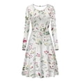 thumbnail image 4 of Suhoaziia Whith Homecoming Maxi Dresses Leaf Floral Print Skirt with Design Long Sleeves Breathable Lightweight Casual Outdoor Ruffle Jumpskirt M, 4 of 7