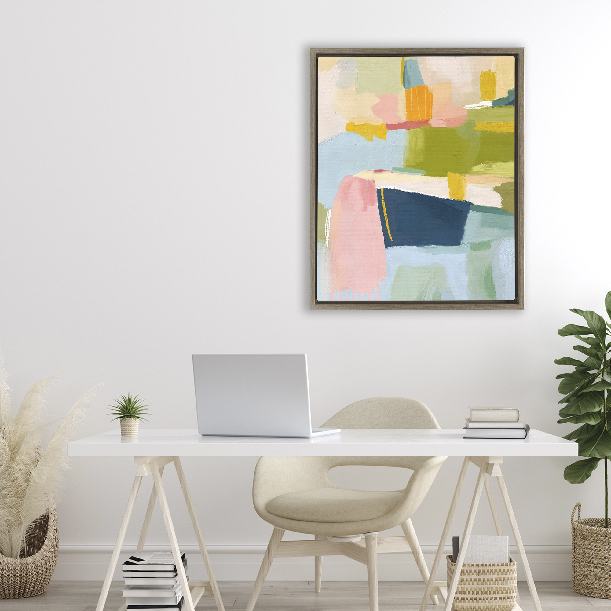 Stupell Industries Pastel Wonder Brushstrokes Brown Framed Floater Canvas Wall Art, design by Lisa Nohren