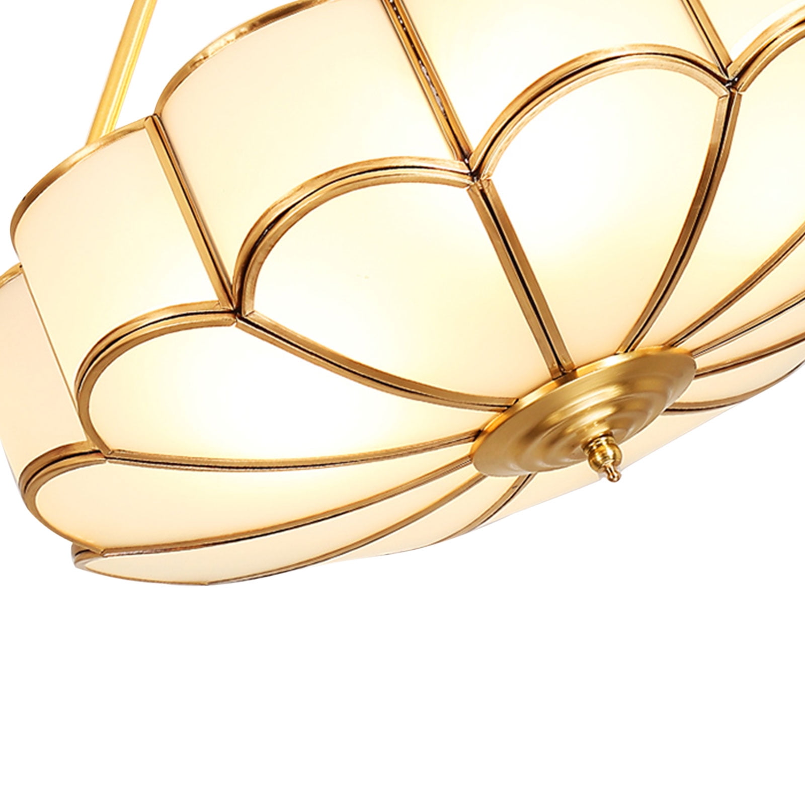 Aiqidi 23'' Retro Tiffany Style Ceiling Light Flower Shape Chandelier Flush Mount Pendant Lamp Fixtures with Copper Lampshade Glass Shade for Home Living Room Decor 6-Light