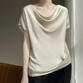 thumbnail image 4 of Byworldtasic Women's Basic Shirt Women's Silk Satin Cowl Neck Short Sleeve T-Shirt Elegant Dressy Casual Summer Blouse Shirt Solid Top, 4 of 4