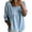 Light Blue, variant on Women's Plus Size Square Neck Denim Blouse, Relaxed Fit 3/4 Sleeve with Hollow Lace Trim, Lightweight Cotton Shirt for Casual Summer Daily Wear Dark Blue XXL