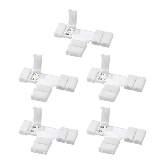 10mm 2P T-shape LED Strip Connector for Single Color 5050 2 Conductor Lights 5Pcs