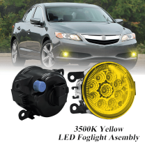 Pair Round LED Fog Lights for Acura ILX 2013-2018, 55W 3500K Amber Yellow Off-Road Lamps Black Front Bumper LED Fog Lights