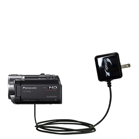 Gomadic Intelligent Compact AC Home Wall Charger suitable for the Panasonic HC-V700 - High output power with a convenient, foldable plug design - Uses
