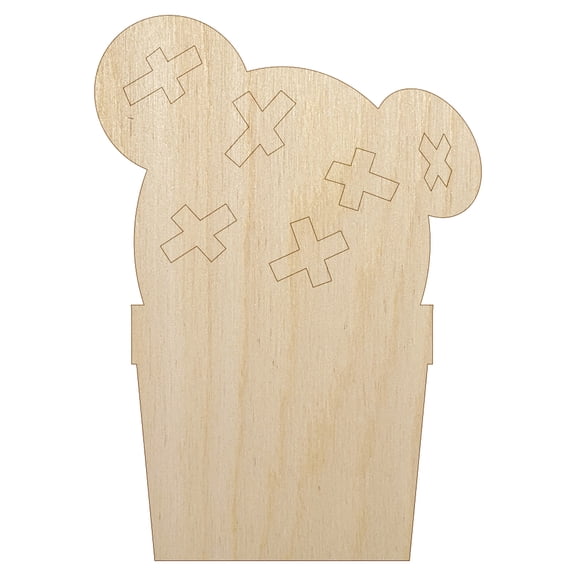 Cactus in Pot Succulent Wood Shape Unfinished Piece Cutout Craft DIY Projects - 4.70 Inch Size - 1/4 Inch Thick