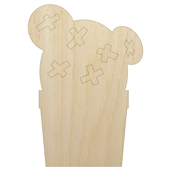 Cactus in Pot Succulent Wood Shape Unfinished Piece Cutout Craft DIY Projects - 4.70 Inch Size - 1/4 Inch Thick