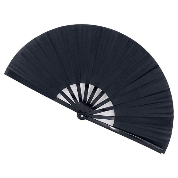 STHUAHE Grands Ventilateurs Pliants Rave Ventilateurs à Main Festival Ventilateurs pour Femmes Hommes, Japonais Chinois Ventilateur Pliant à Main pour Festival de Musique, EDM, Performance, Cadeaux, Fête, Décoration (Noir)