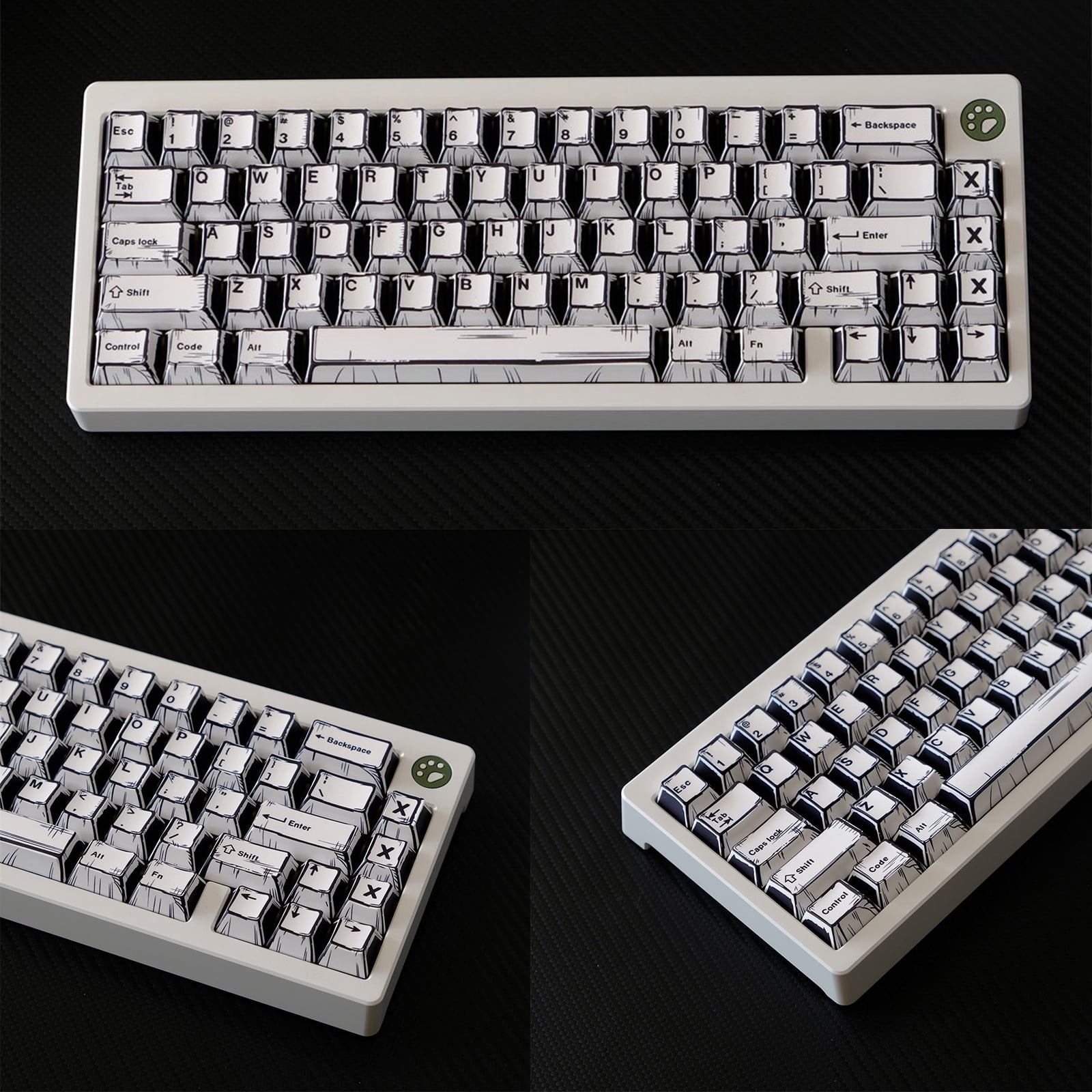 Original Height Black And White Keycaps With Fade Resistant Enhances Mechanical Keyboard Typing