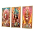 thumbnail image 3 of Designart "Psychedelic Pastel Goddess III" Fashion Woman Framed Wall Art Set Of 3 - Pink Glam Frame Canvas Set For Living Room Decor, 3 of 6