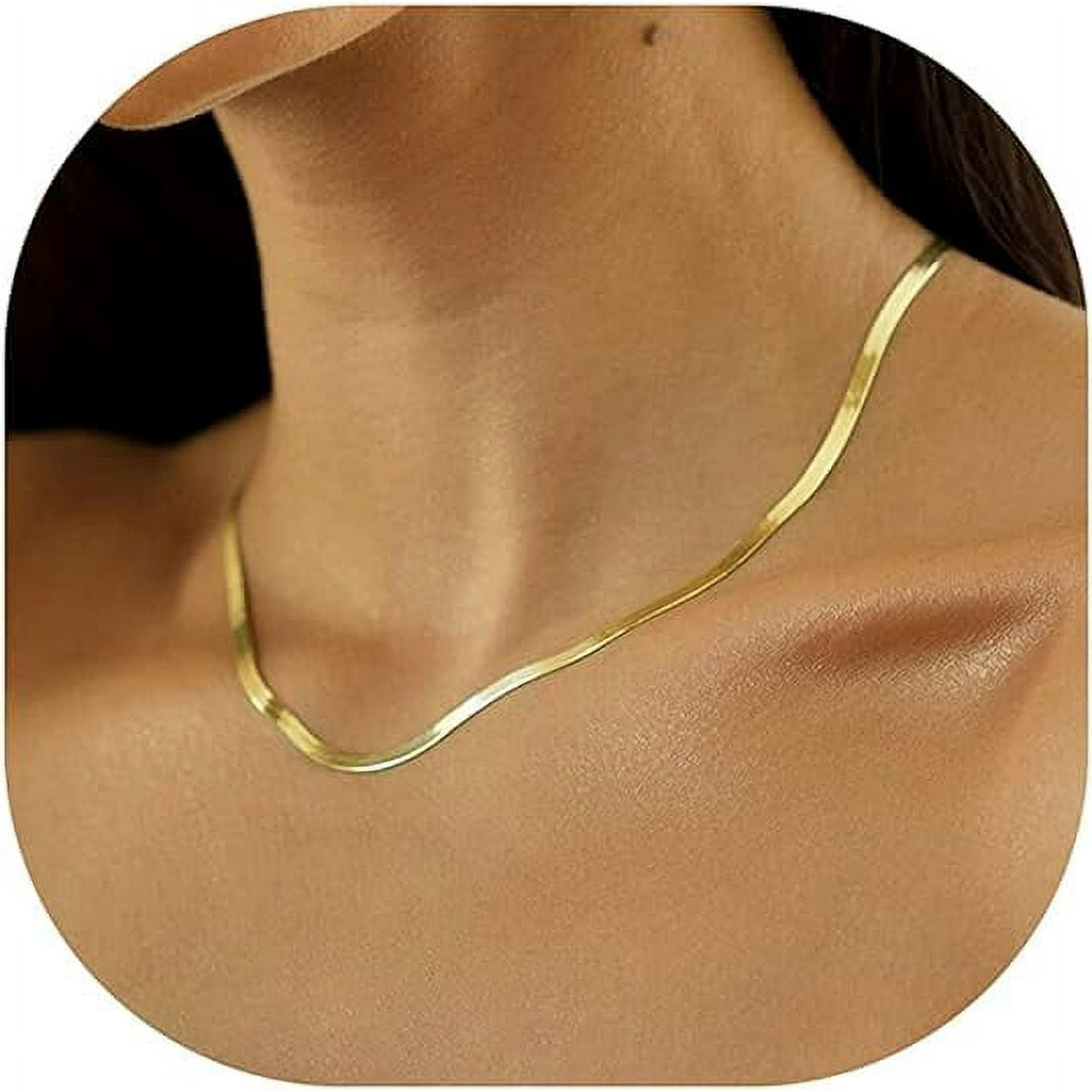 Necklaces for Women Dainty Gold Herringbone Choker Necklace for Women Thin Layered Chunky Snake Chain Necklaces Jewelry for Teen Girl Gifts