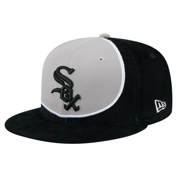Men's New Era Black/Gray Chicago White Sox Retro Split Corduroy Snapback Hat