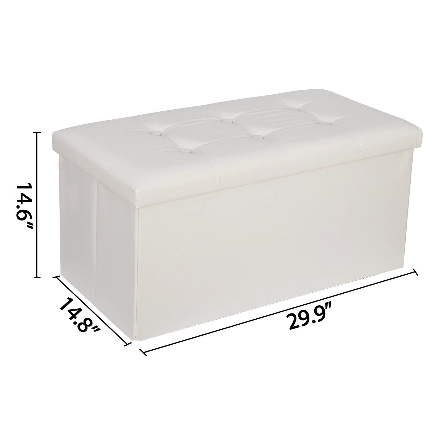 HomGarden 30'' Leather Storage Ottoman Bench Foldable Footrest Padded Seat 350lbs Beige