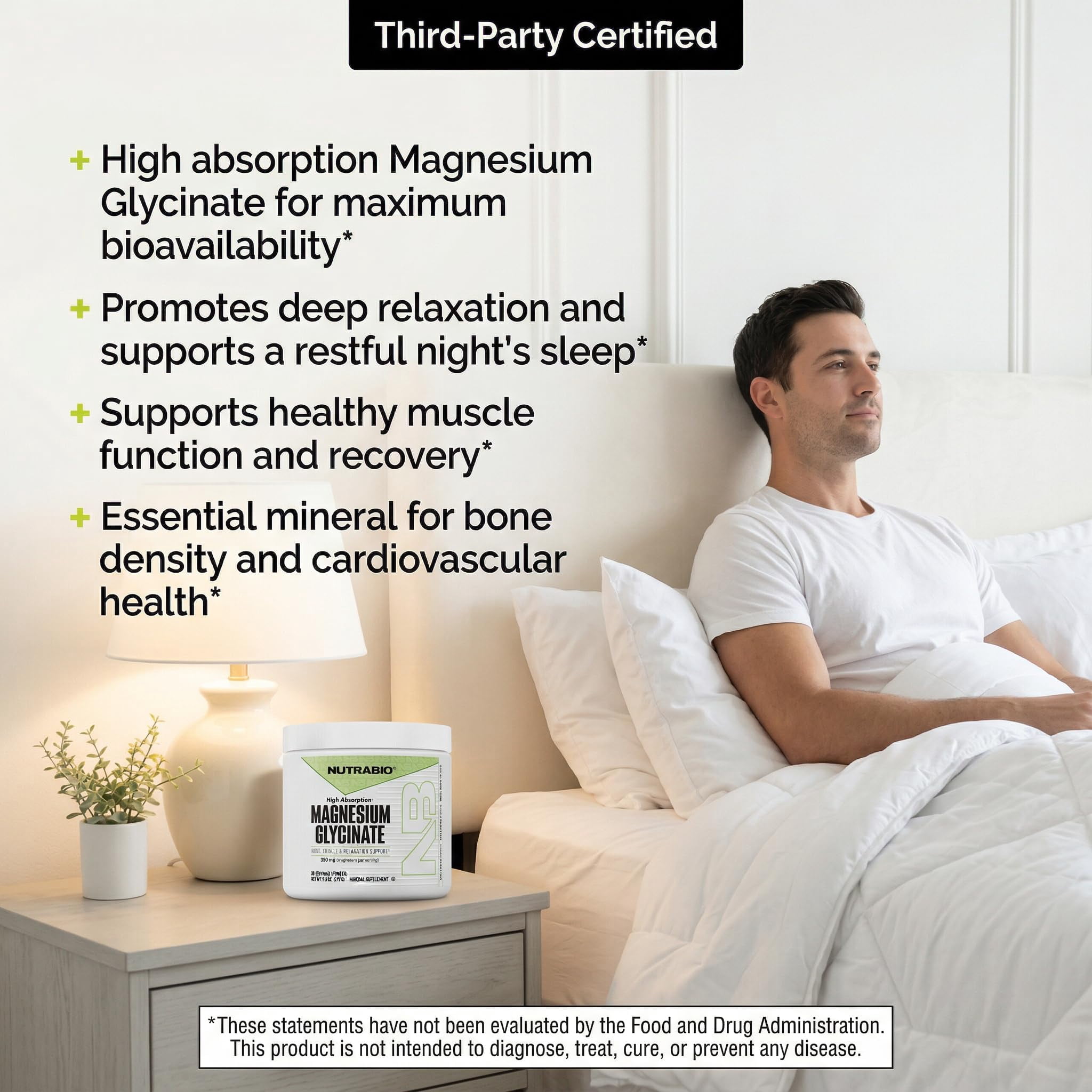 NutraBio- Magnesium Glycinate Powder- Magnesium Powder for Sleep- Sleep Supplement, Supports Relaxation, Heart Health, and Metabolism- 350 mg- Unflavored Magnesium Glycinate Drink Mix- 50 Servings