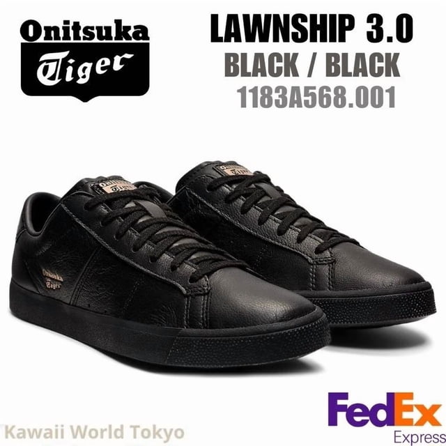 Onitsuka & Tiger LAWNSHIP 3.0 BLACK/BLACK 1183A568 001 UNISEX New!! Japan F/S