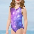 thumbnail image 4 of FOR U DESIGNS Galaxy Girls One Piece Summer Swimsuit Breathable Dancing Gymnastics Leotards for Kids Teens Quick Dry Activewear Sleeveless Bathing Suit Size 5-6, 4 of 8