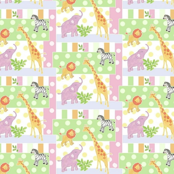 Springs CreativeSafari Animals Lion Elephant Baby Patch 100% Cotton Fabric sold by the yard