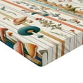 thumbnail image 2 of Ambesonne Botanical Fitted Sheet, Woodland Bohemian Stripes, Twin Size, Petrol Blue Salmon White, 2 of 3