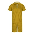 thumbnail image 3 of Yindaity Mens Short Sets 2 Piece Outfits Polo Shirt Fashion Summer Tracksuits Casual Set Short Sleeve and Shorts Set for Men Yellow,2XL, 3 of 5
