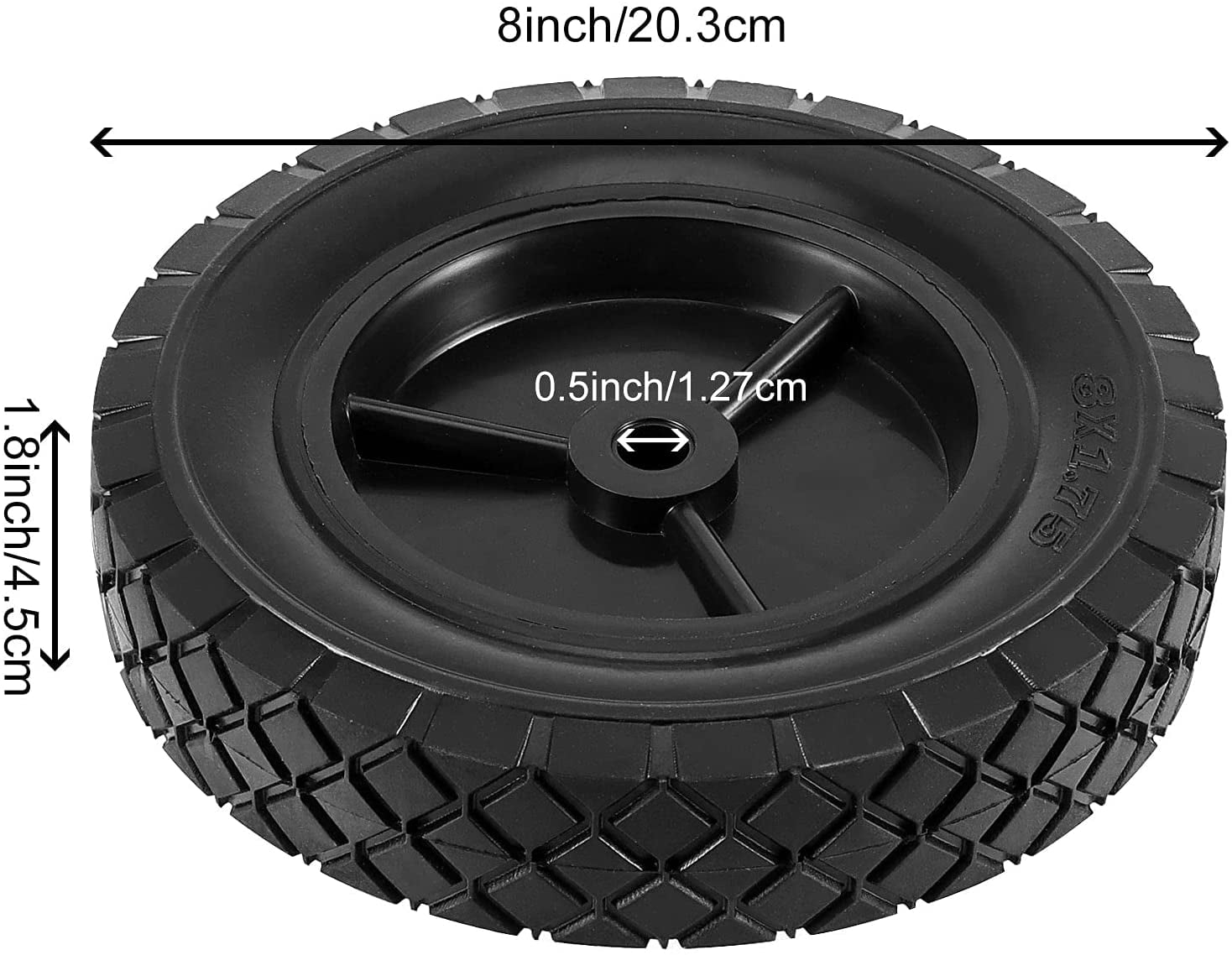 ZEONHAK 2 PCS 8 Inch Lawn Mower Wheels Universal Rubber
