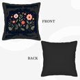 thumbnail image 6 of Set of 2 18x18in Throw Pillow Covers with Whimsical Floral Design in Pink Red and Orange on Dark Background - Perfect for Couch Bed Car, 6 of 8