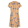 thumbnail image 5 of Puntoco Vestido De Cuello Redondo De Manga Corta Suelto Informal Estampado Del Día De La Independencia De Verano Para Mujer Amarillo Xxl,Regalos Para Mujer Joven, 5 of 5
