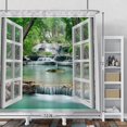 thumbnail image 3 of Nature Landscape Shower Curtain Summer Forest River Jungle Waterfall Lake Window Scenery Shower Curtains Decorative for Bathroom Waterproof Fabric Shower Curtain with Hooks 48x72 Inches, 3 of 7