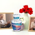 thumbnail image 6 of JAGASY Beach Funeral Urn for Ashes Adult Female, Teal Keepsake Small Urns for Human Ashes, Ocean Sunset Orange Blue Clouds Decorative Urns, Yellow Mini Handmade Urn for Boys & Girls, (3 Inch), 6 of 7