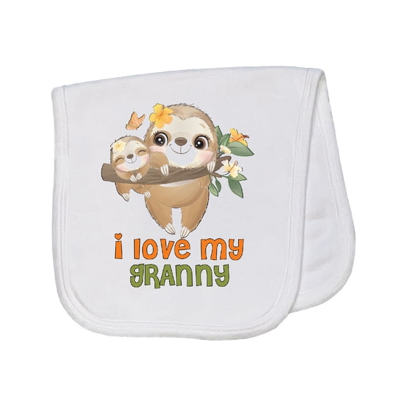 Inktastic Sloth I Love My Granny Baby Burp Cloth