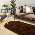 thumbnail image 2 of Lochas Soft Oval Rugs Fluffy Plush Modern Area Rug Shaggy Furry Carpet for Living Room Home Decor Play Mat,2.6'x5.3',Coffee, 2 of 7