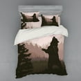 thumbnail image 2 of Ambesonne Nature Bedding Set 3 Pcs, Wild Bear Night Jungle, Twin, Army Green Pale Peach, 2 of 3