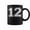 Black, variant on Number 12 Twelve Distressed Sports Training Practice Coffee Mugs