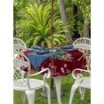 thumbnail image 2 of Outdoor Tablecloth with Umbrella Hole and Zipper, Christmas Reindeer Round Table Cloth 54 Inch Waterproof Tablecloth, Xmas Elk Pine Tree Red Poinsettia Floral Picnic Table Cover for Patio Camping, 2 of 7
