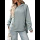 thumbnail image 1 of Sudadera con Capucha de Gran Tamaño para Mujer, Informal, de Larga, de Punto, con Cordón Ajustable, Abertura Lateral y Bolsillo Judías XL, 1 of 10
