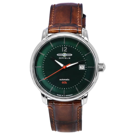 Zeppelin LZ 120 Bodensee Leather Strap Dark Green Dial Automatic 81604 Men's Watch