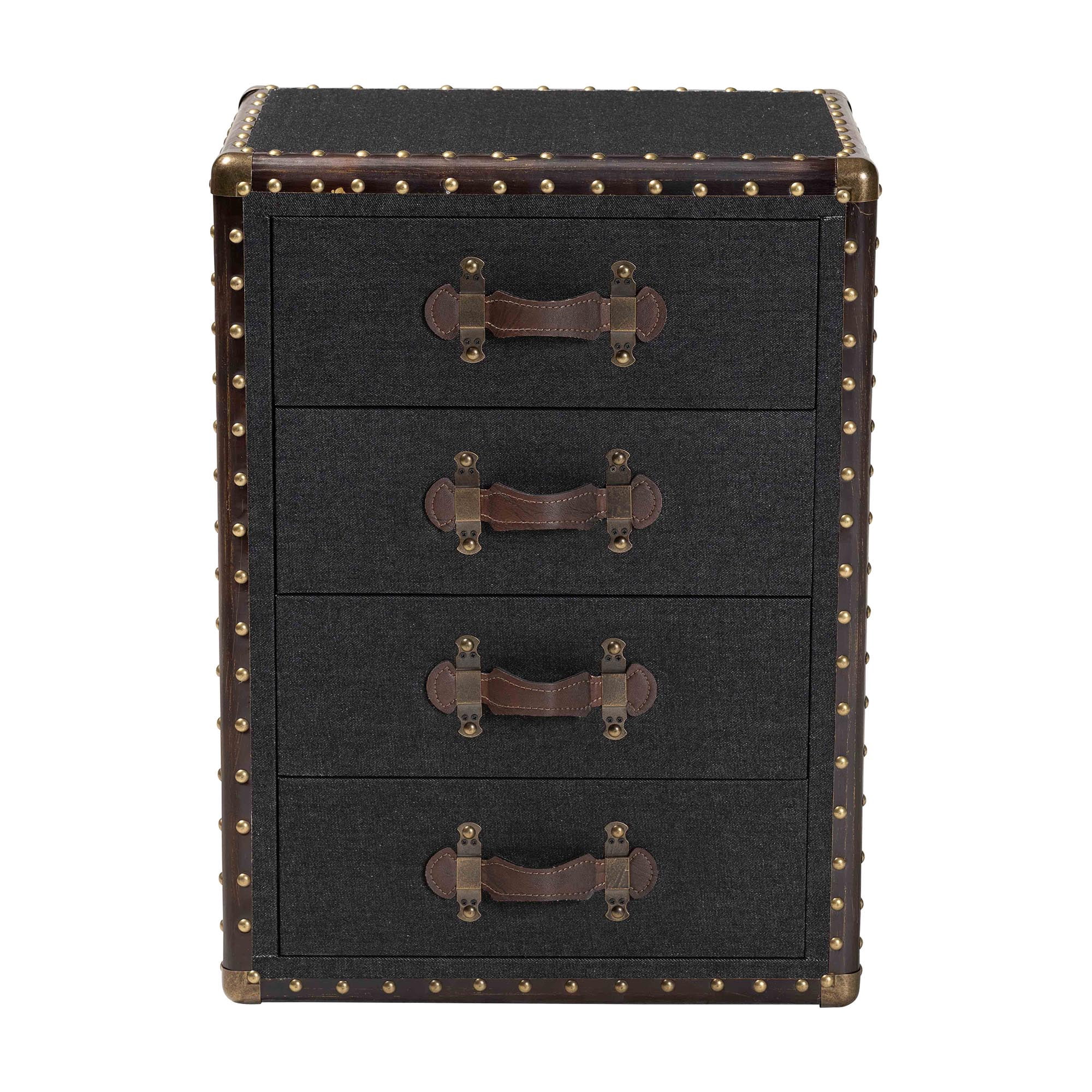 Baxton Studio Jaelyn Vintage End Table, 4-Drawer, Dark Brown