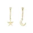 thumbnail image 4 of Brilliance Fine Jewelry 10K Yellow Gold 1.27mm x 12mm Hoop with Moon and Star Earrings, 4 of 4