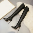 thumbnail image 2 of Dakaela Women's Over The Knee Boots Leather Pointy Toe Wide Calf High Heels Stilettos Thigh High Boot, 2 of 8