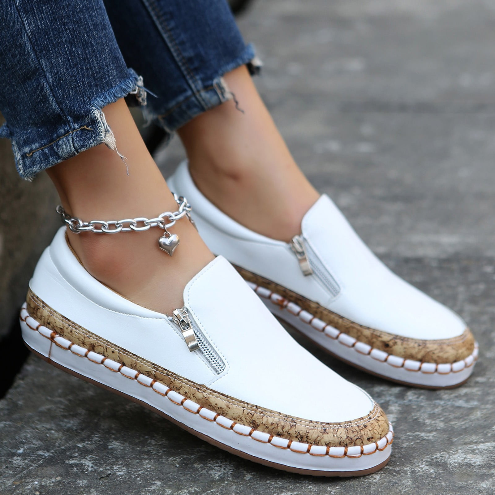 Blphud Work Shoes Women Business Casual Shoes for Summer 2024 Women Shoes  Comfortable Thick Soled Casual Shoes Fashion and Soft Outdoor Zipper Casual  Shoes Casual Wide Shoes Women White 38 - Walmart.com