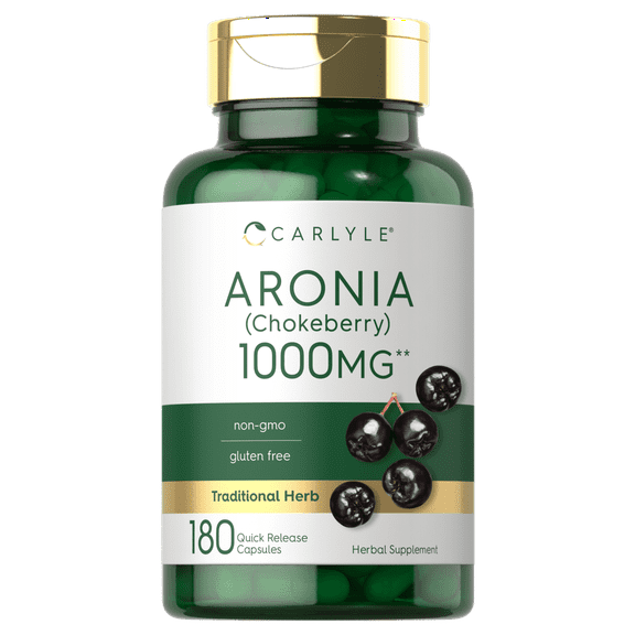 Aronia Berry | 1000mg Capsules | 180 Count for Men and Women | by Carlyle