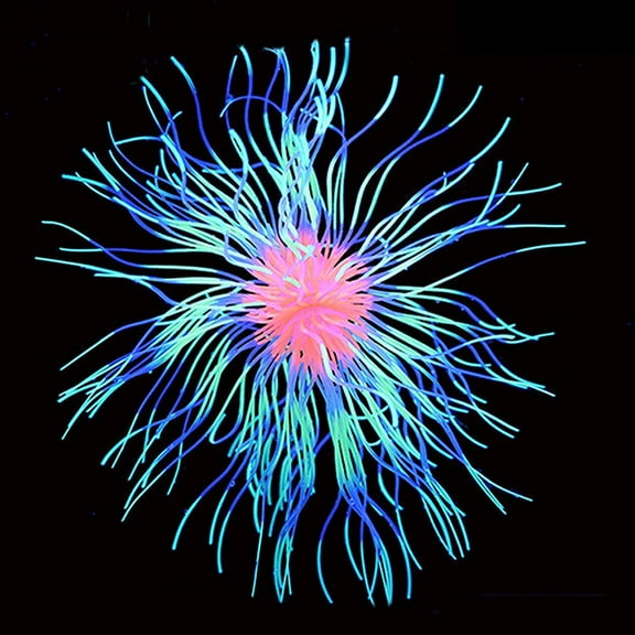 Glowing Effect Artificial Aquarium Coral Ornament, Soft Silicone Gooseneck/Lotus Coral Glow in The Dark, Fish Tank Plants Decoration for Aquarium Landscape