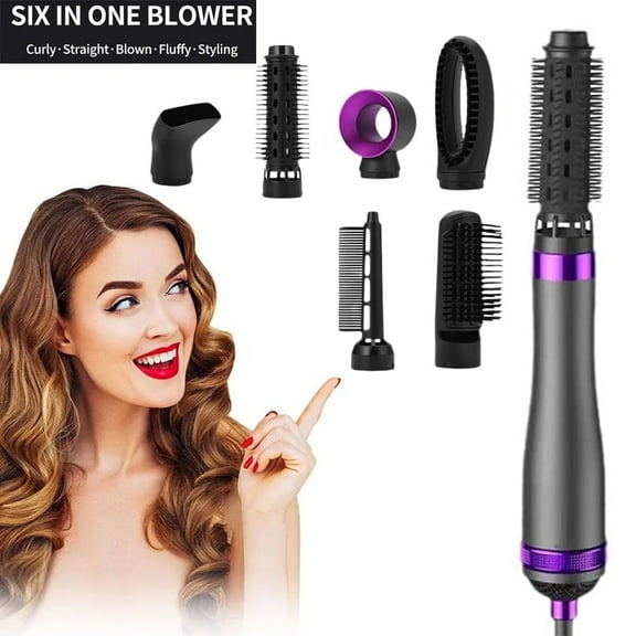 Hair Dryer Brush Set, 6 in 1 Professional Hair Dryer Brush, Detachable Multi-Head Blow Dryer, Ionic Hot Air Brush Set for Straightening,Curling,Drying Hair Styler Volumizing and Shape